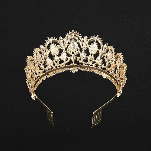 Miniatura 5 de Tiaras de coronas para mujer, corona de reina barroca real con diamantes de imitación, coronas de novia con peine, coronas de princesa