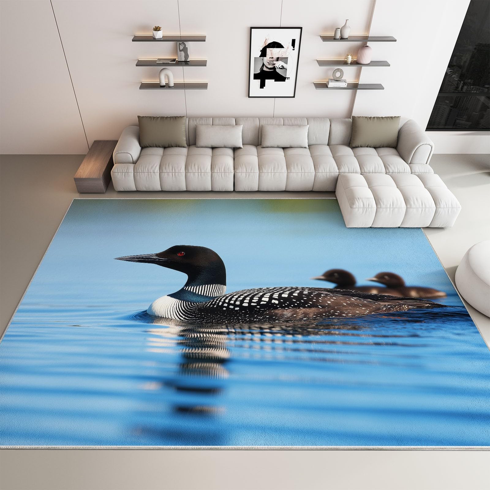 Tapis salon canard sauvage anti-glisse : confort doux pour cuisine et salle à manger