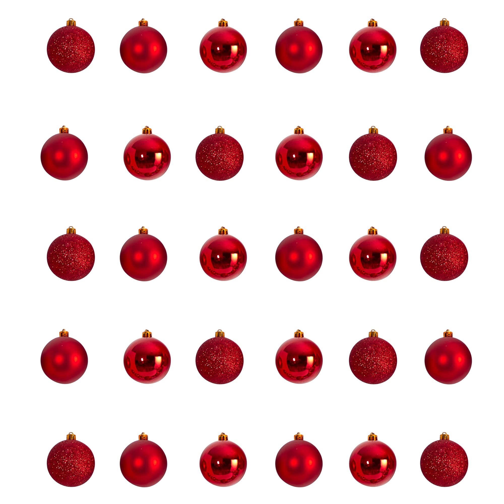 Nearly Natural Holiday Christmas 30 Count 2.5in. Shatterproof Ornament Set with Re-Useable Storage Container