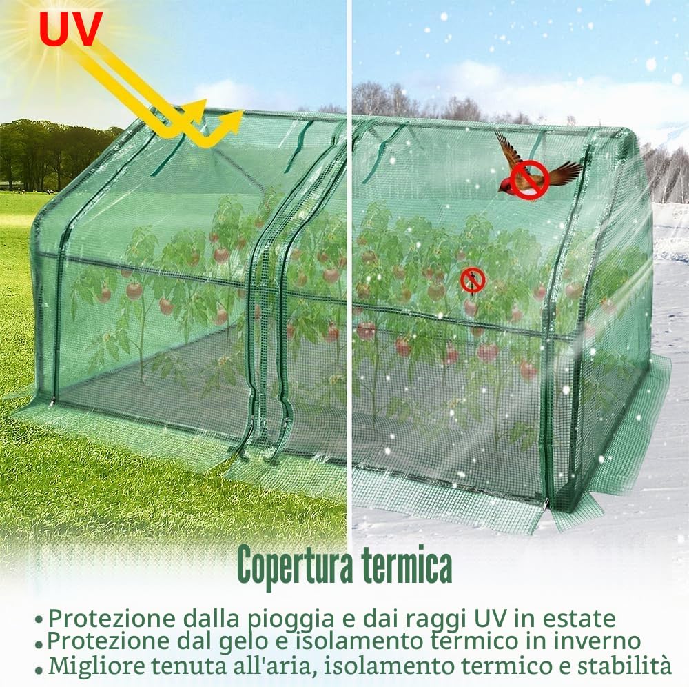 FIVMEN Serra da giardino in pellicola, 180 x 90 x 90 cm, con porta, serra, pomodori, per giardino, balcone, verde