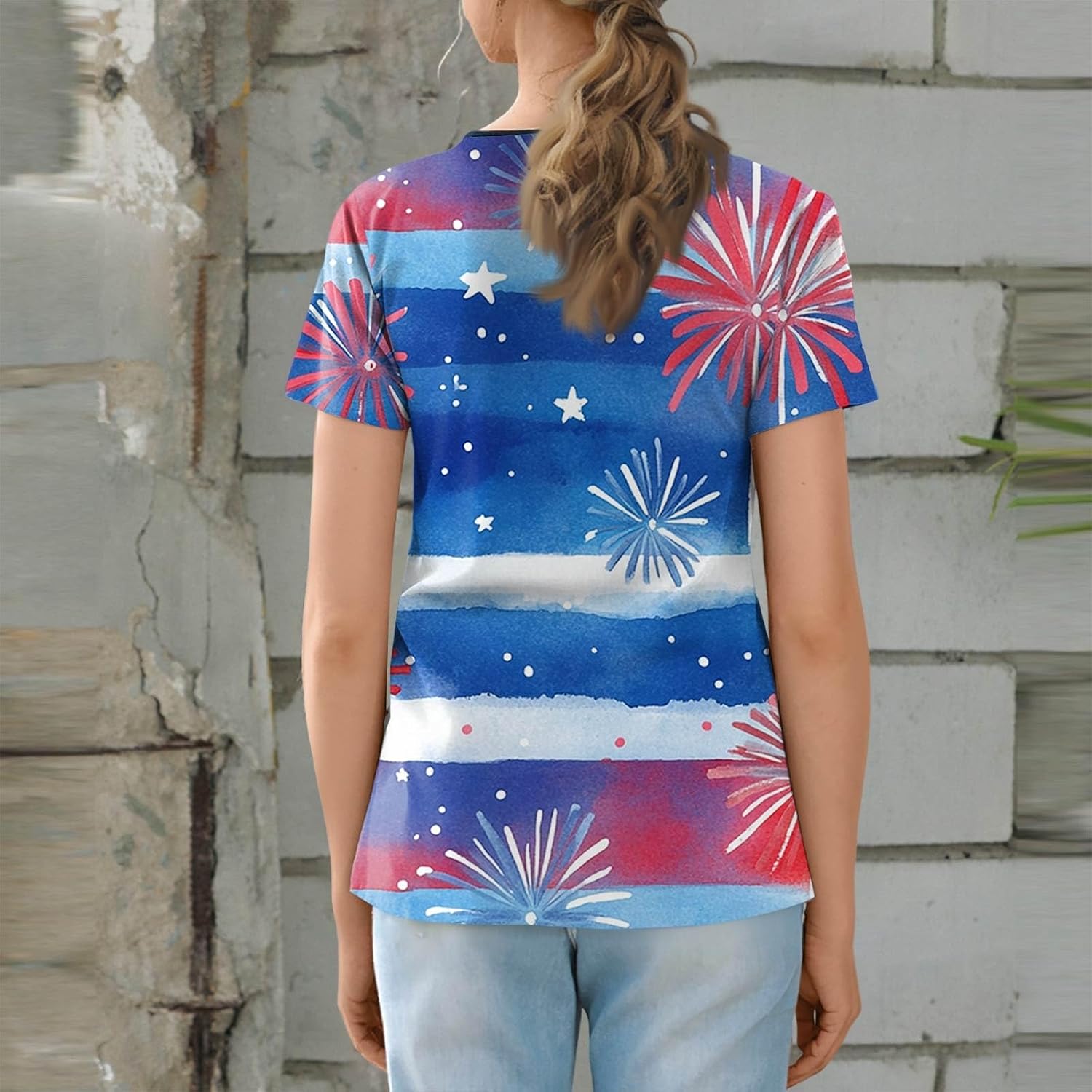 4Th of July Shirts for Women, 250 Years Anniversary USA Shirt Short Sleeve Square Neck Patriotic Tops, S-5XL