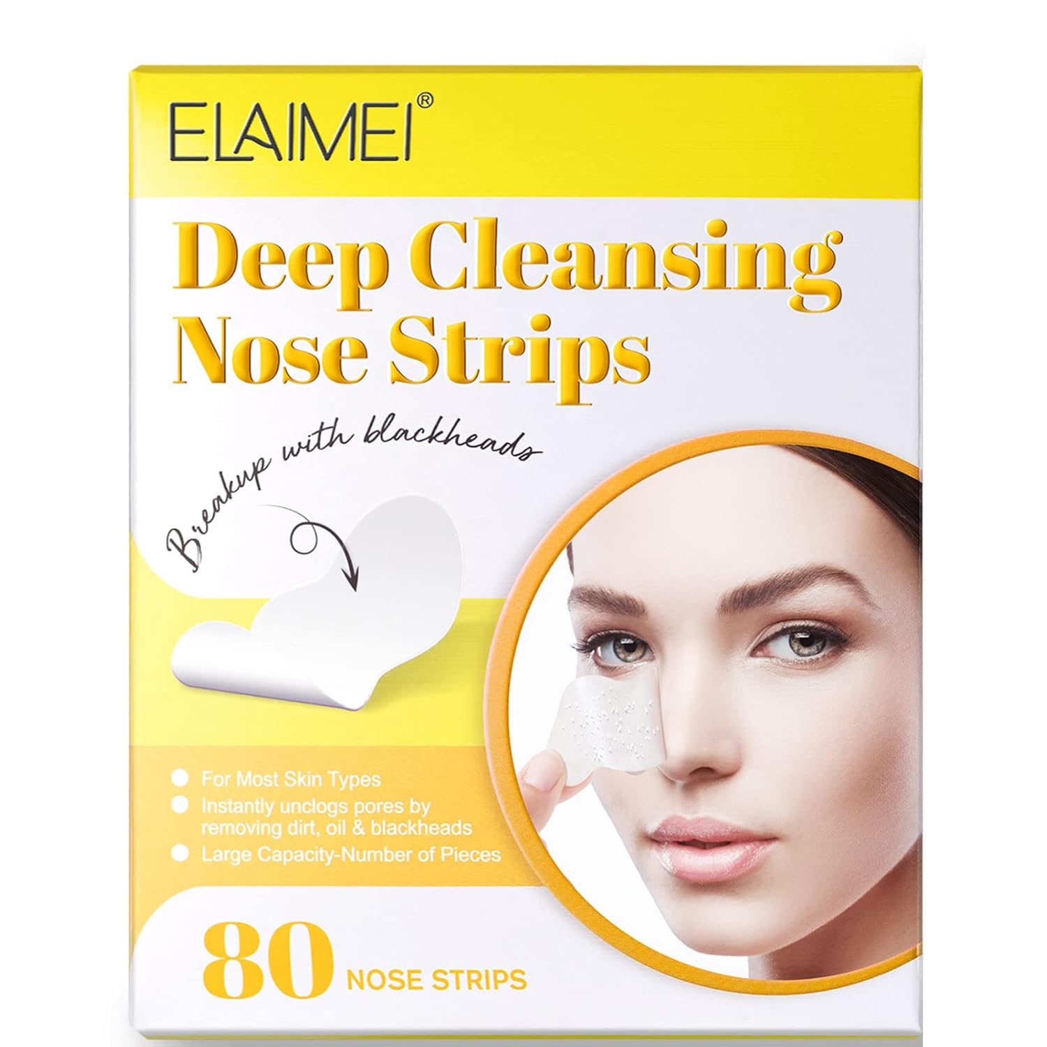 Yecuce Pore Strips(80pcs),Natural Blackhead Strips for All