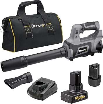 Durofix RZ1282-P2G G12 Series 12V Cordless 8-Speed Compact Blower Kit with 2 Batteries & Canvas Bag
