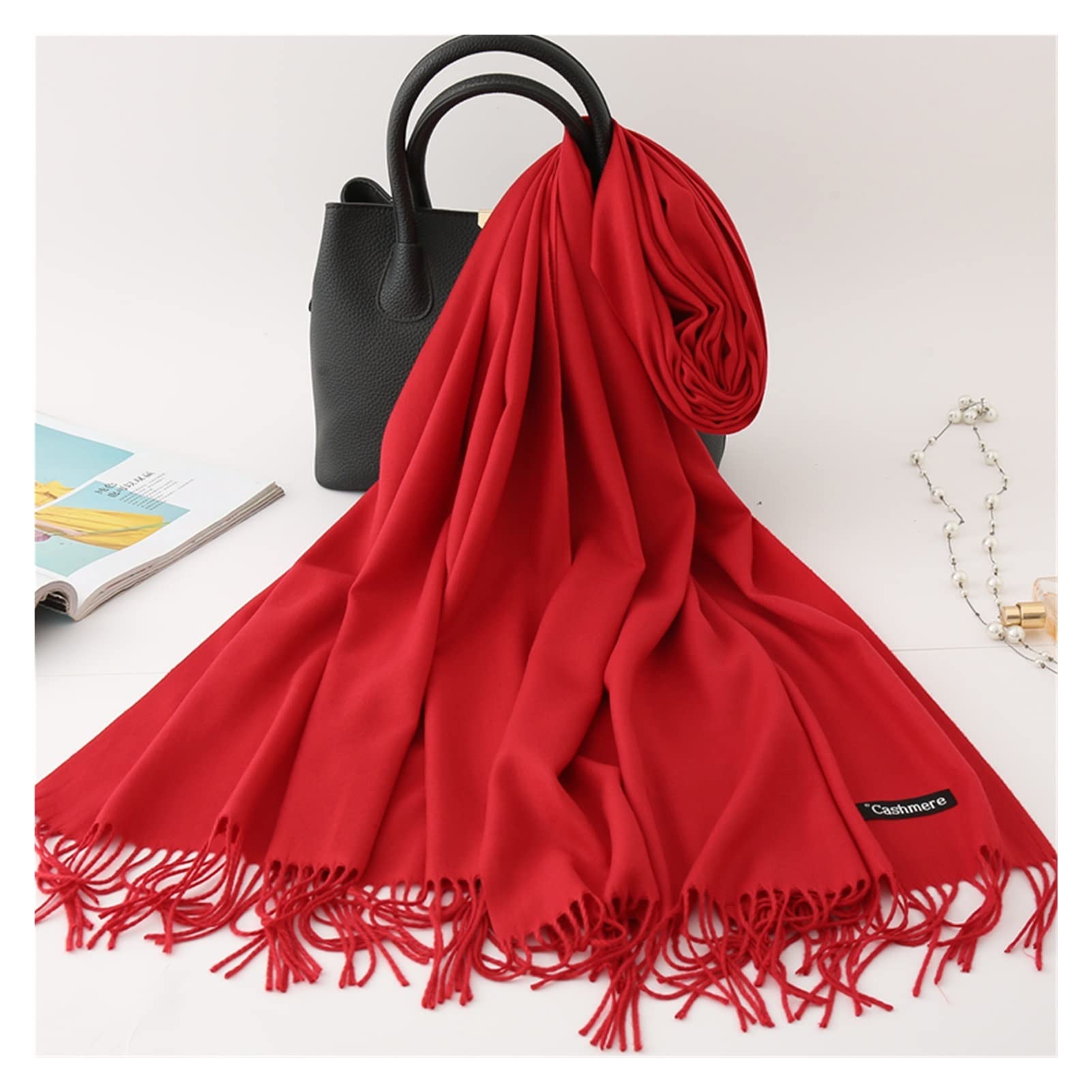 Szaliki Szalik Szale Kaszmirowe Szaliki Dla Kobiet Soft Pashmina Szale Okłada Długiego Dużego Szalika Zimowe Ciepłe Grube Szaliki Damskie Z Tassel Na Damskie Prezenty Szal Ciepły Chusty (Blue : M, S