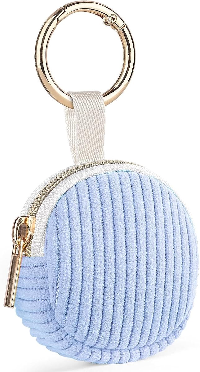 Jewelry Ring Holder Keychain, Travel Jewelry Holder Case, Blue | Corduroy Small Travel Ring Keeper Box for Rings, Earrings, Stud, Necklaces, Gifts for Party/ Birthday/ Wedding/ Christmas