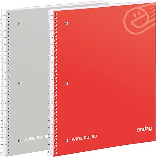 Miniatura 7 de Enday Cuaderno de espiral con rayas anchas, cuaderno de 1 materia, cuadernos encuadernados en espiral de tapa dura para la escuela y la universidad,