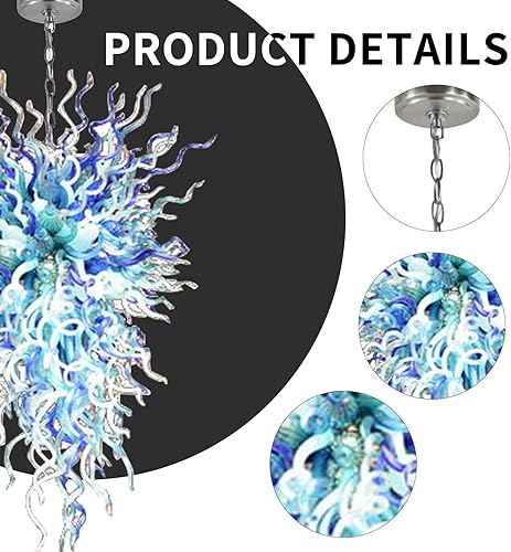 Miniatura 5 de Candelabro de cristal soplado a mano modernos candelabros de lujo tamaño y color personalizables lámpara de techo colgante para escalera hotel