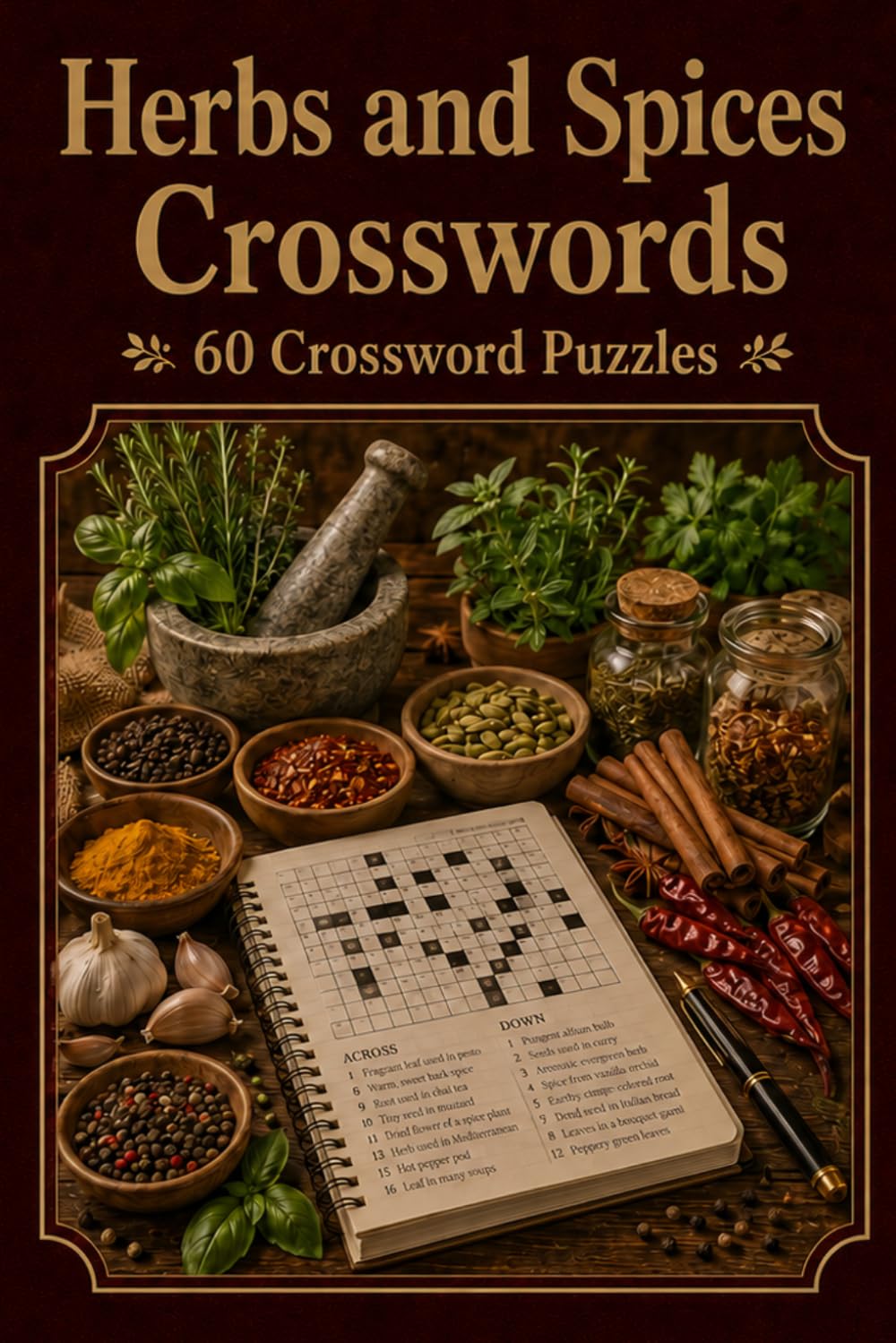 Herbs and Spices Crosswords 60 Crossword Puzzles: | 6x9 Inches, 120 Pages | 60 crossword Puzzles | Solutions Included|