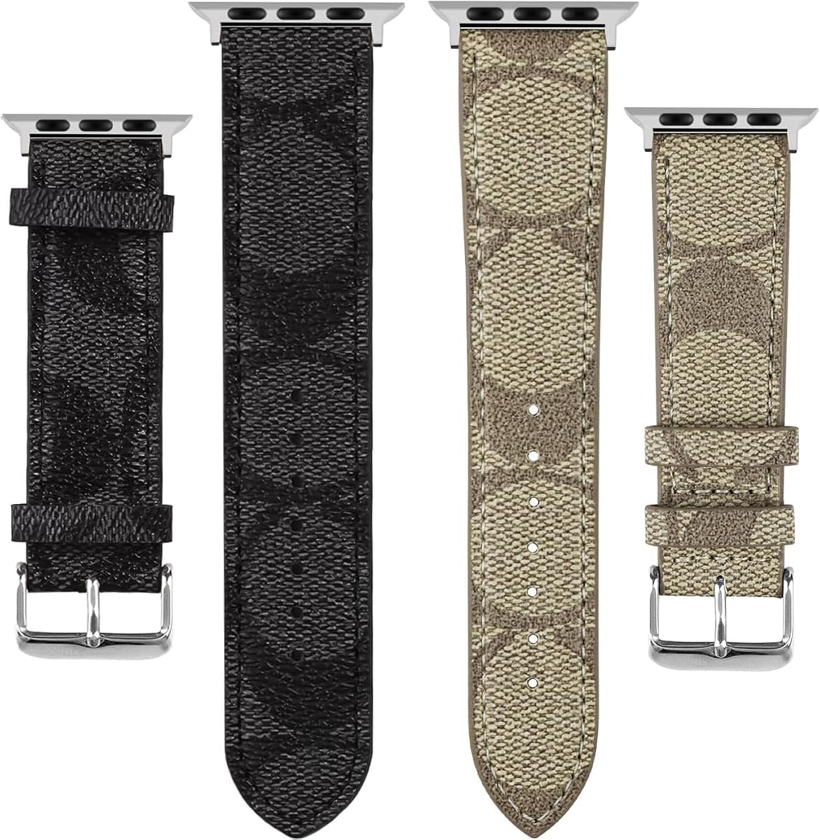 Compatible with Apple Watch Ultra Band 38mm 40mm 41mm 42mm 44mm 45mm 46mm 49mm Series 10/9/8/7/6/5/4/3/2/1iwatch bands,Luxury Monogram Retro Soft Strap Replacement Sport band for Women Men