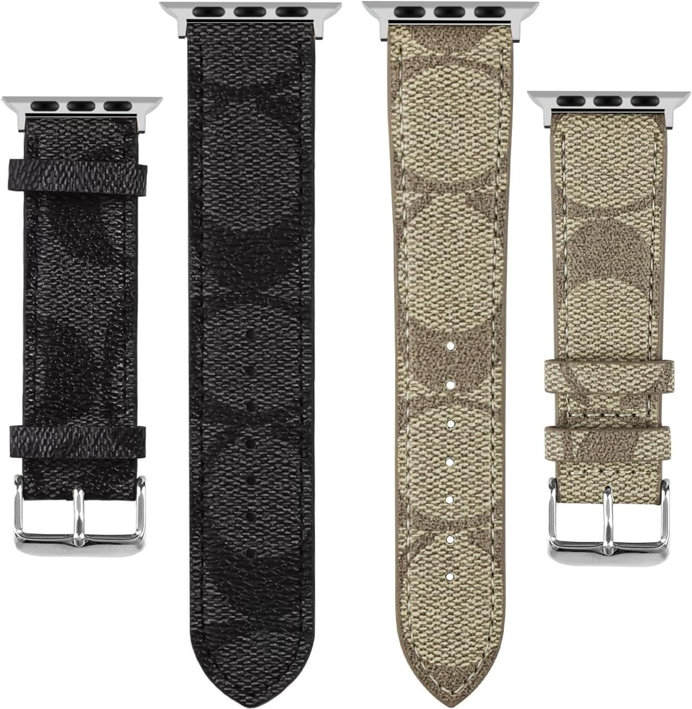 Compatible with Apple Watch Ultra Band 38mm 40mm 41mm 42mm 44mm 45mm 46mm 49mm Series 10/9/8/7/6/5/4/3/2/1iwatch bands,Luxury Monogram Retro Soft Strap Replacement Sport band for Women Men