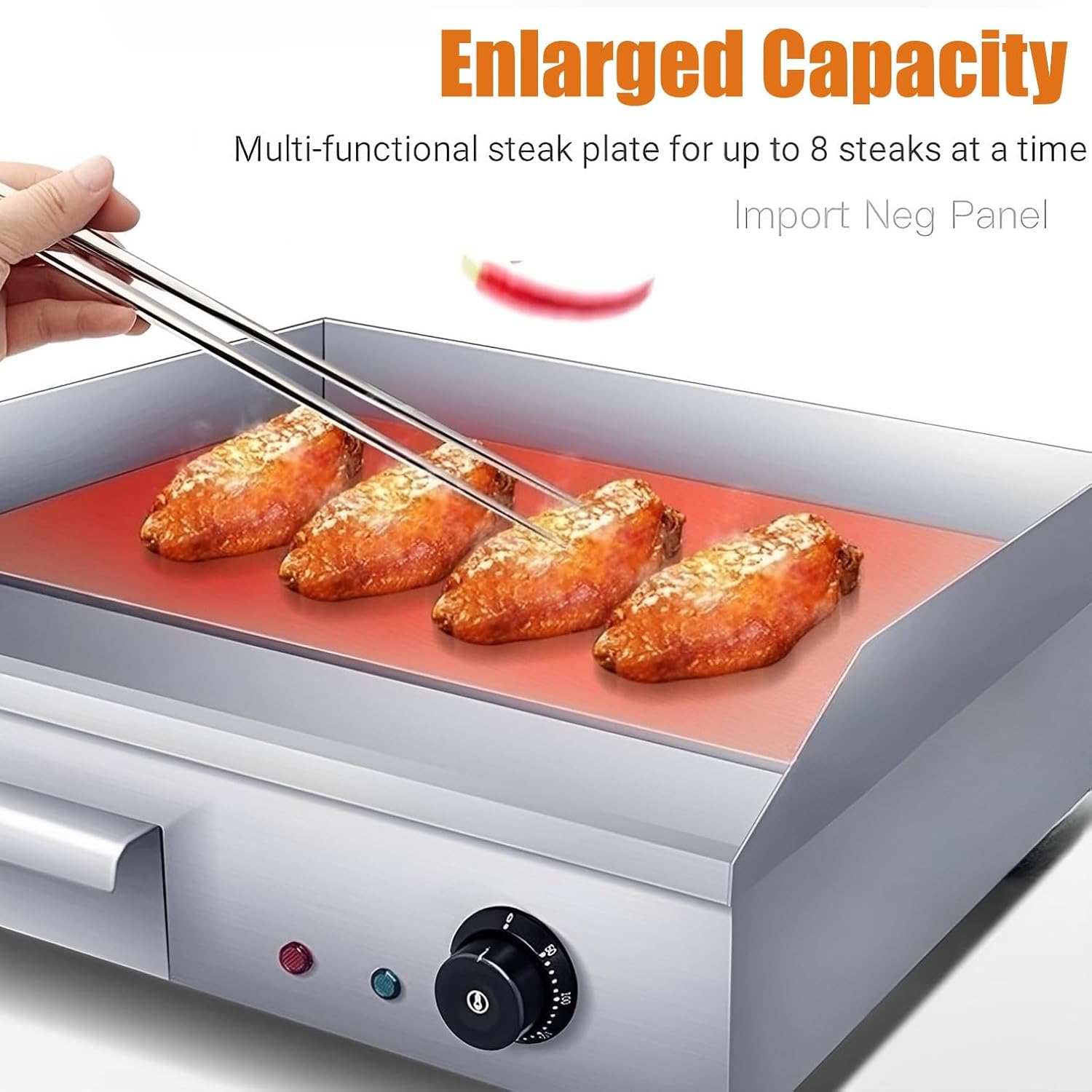 29" Commercial Electric Griddle-110V 4400W Electric Countertop Griddle Non-Stick Restaurant Teppanyaki Flat Top Grill Stainless Steel Adjustable Temperature Control 122°F-572°F(No plug included)