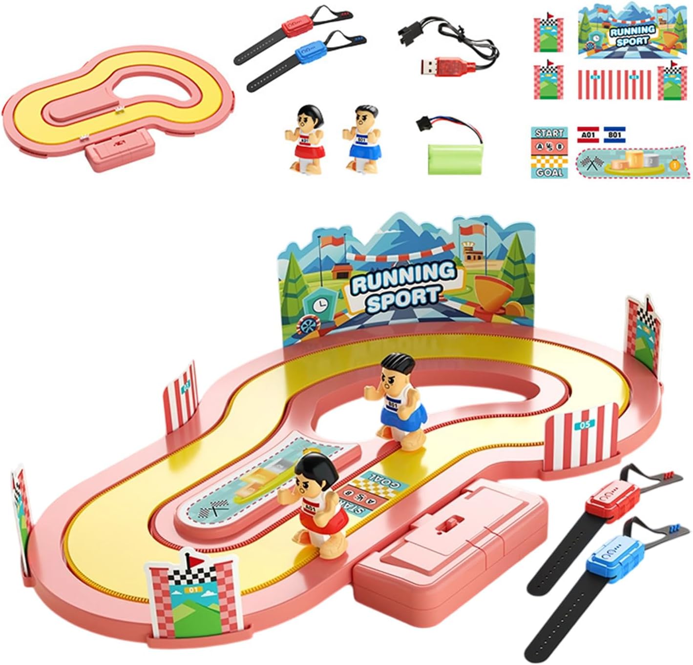 Track Motion Toys, Motion-Sensing Controllers,54.6×35 ×14.5cm, Racing Game, Electronic Racing Track, Dual-Racer Competitive Mode, For Children Boys Girls Birthday Gift Home