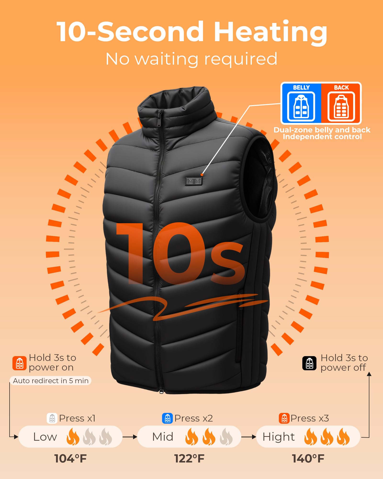 Gilet riscaldato per uomo e donna, gilet elettrico riscaldato USB per esterni, taglia L (senza batteria)