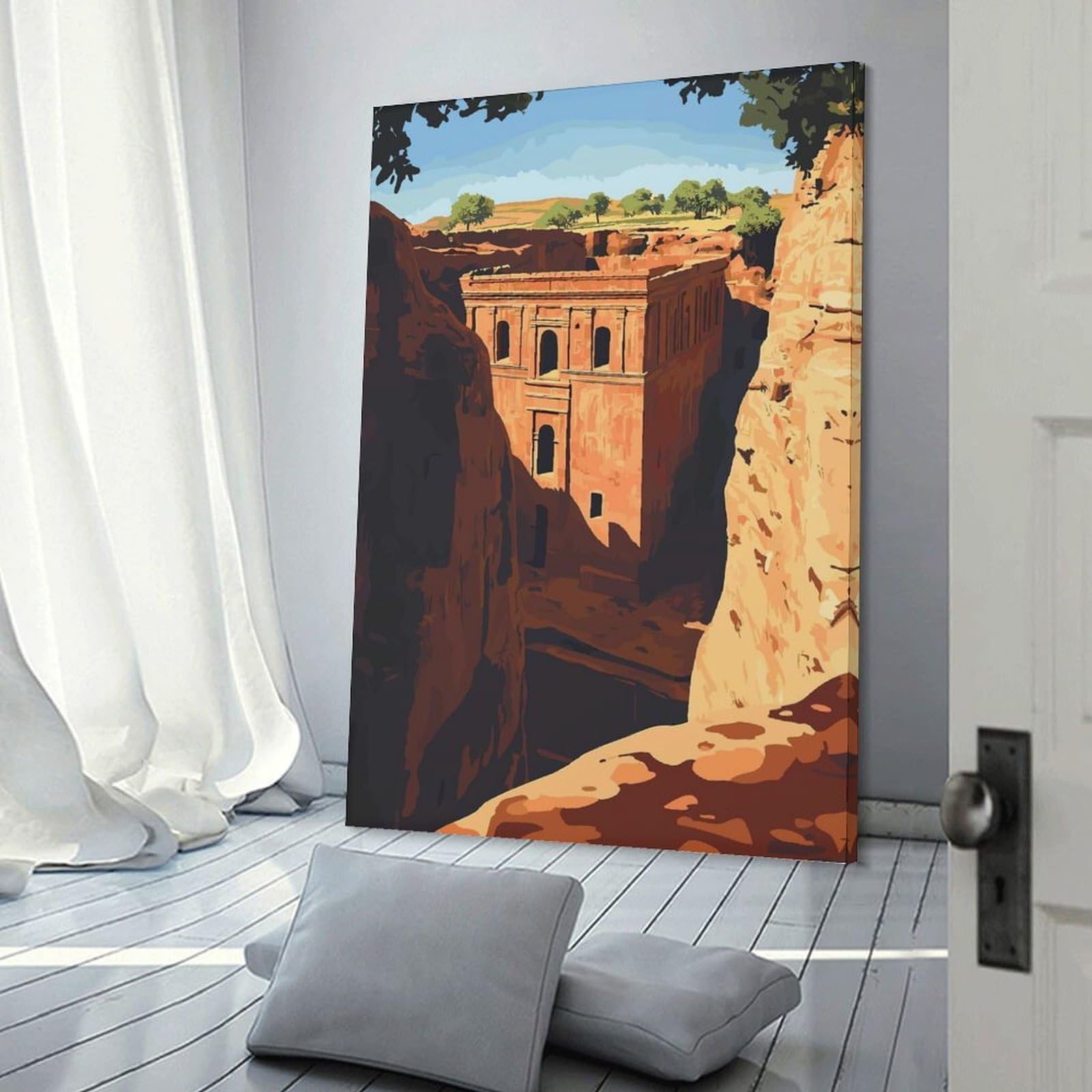 Junmoney Ancient Rock Church Room Decor Wall Art 24x36inch(60x90cm), for Bedroom, Guest Room Or Reading Nook, An Easy Wall Refresh for Bedrooms