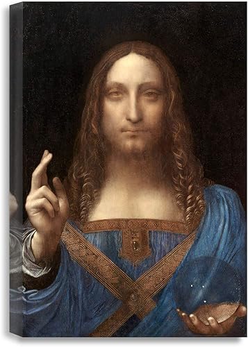 DECORARTS - Retrato de Cristo en Salvator Mundi por Leonardo Da Vinci. Impresiones giclée sobre lienzo de algodón sin ácido, arte de pared en lienzo