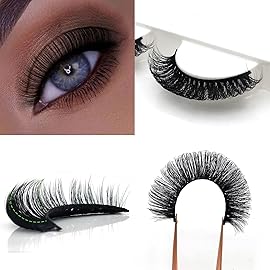 3D Plant Fibre Russian Strip Lashes, D Curl Lash Strips, Wispy Mink Eyelashes - Natural Look (SDC37)