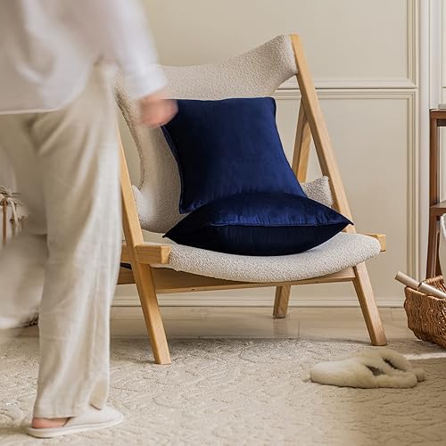 Miniatura 5 de JIAHANNHA Juego de 2 fundas de almohada de terciopelo azul marino para sofá dormitorio sala de estar y automóvil 18 x 18 pulgadas