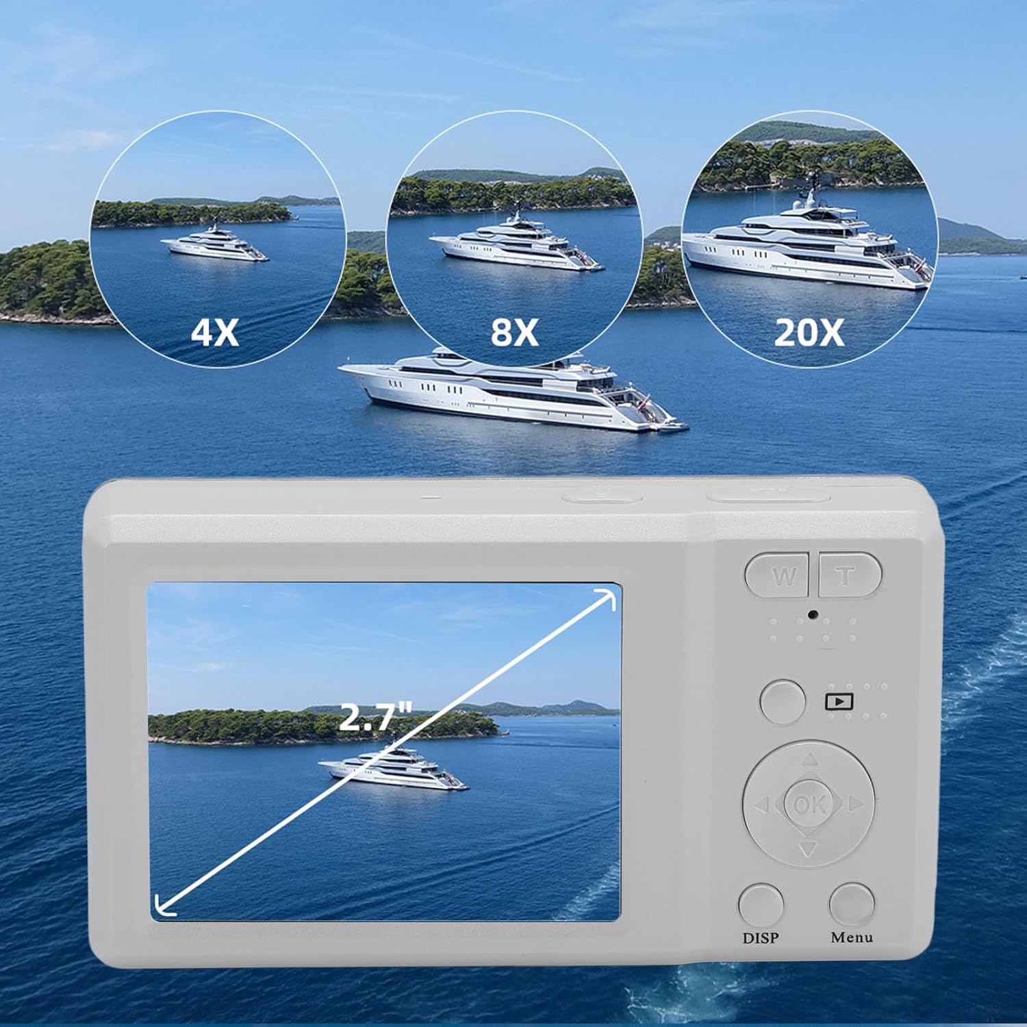 4Kデジタルカメラ、20倍ズーム 56MP 自撮りカメラオートフォーカス、2.7インチLCDカラースクリーン付き、ポータブルビデオカ