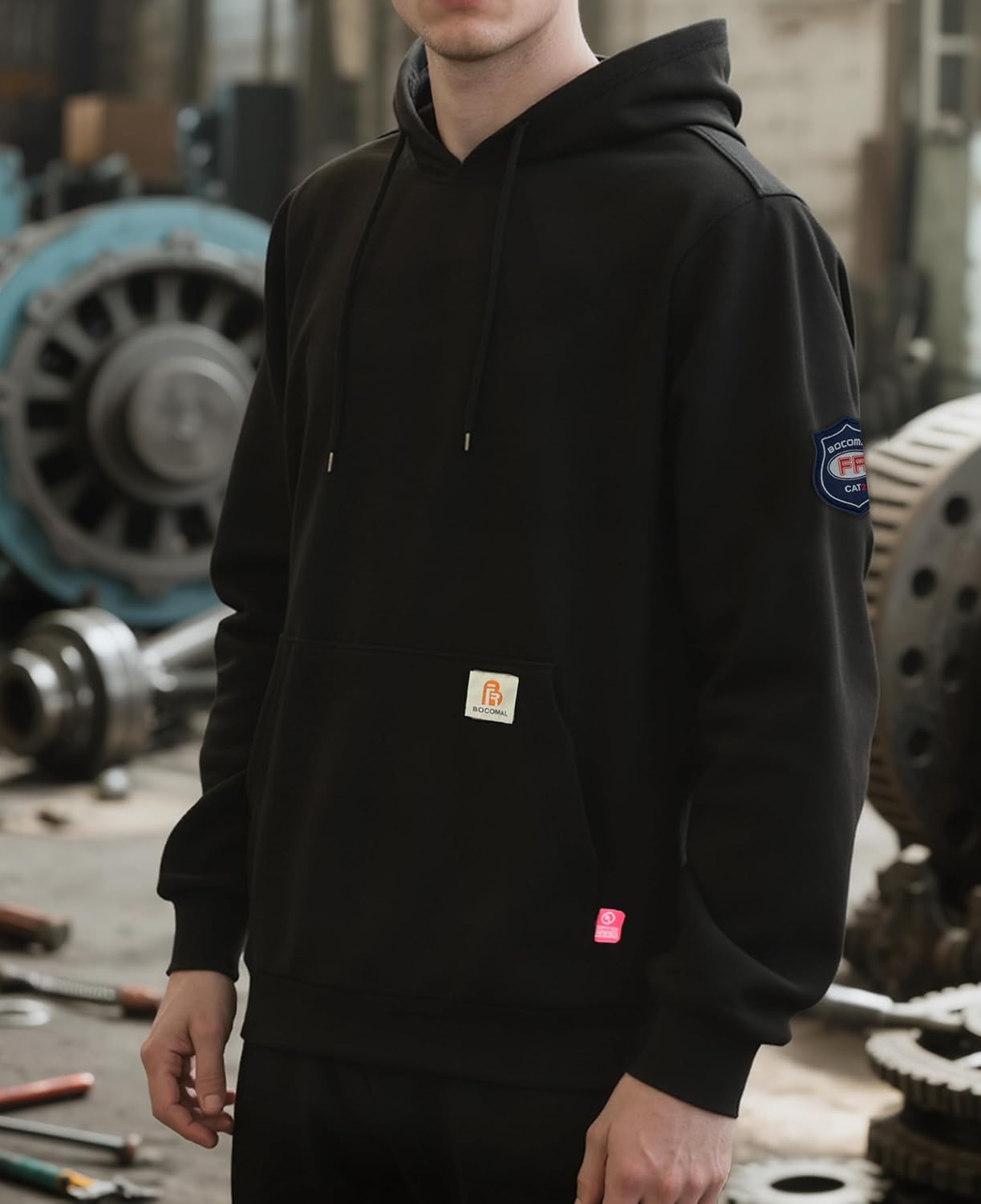 BOCOMAL FR Hoodie Pullover Idea for Summer 7.5oz Lightweight Cotton Flame Resistant Sweatshirt (Non Fleece) - Image 2