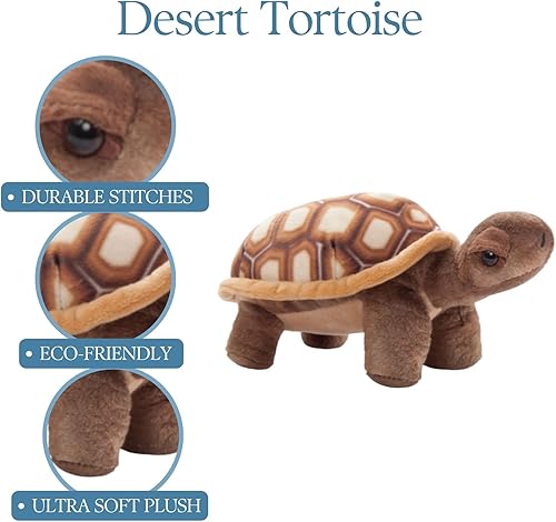 Miniatura 3 de The Petting Zoo Peluche de tortuga del desierto, regalos para niños, animales salvajes de la vida silvestre, tortuga del desierto de 9 pulgadas