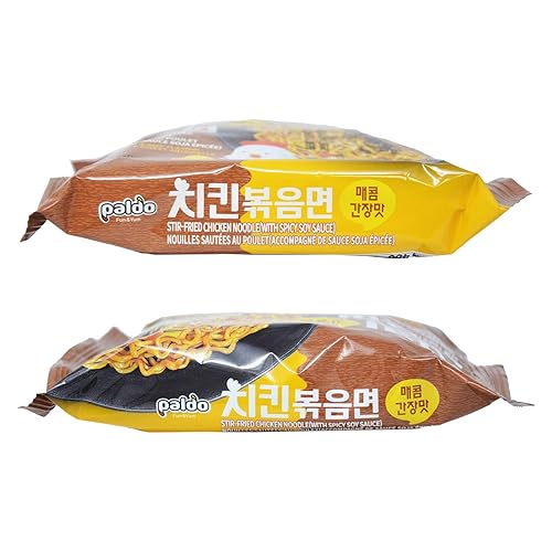 Miniatura 5 de Paldo Fun & Yum Fideos instantáneos de pollo salteados, ramen sin caldo con salsa de condimento de soja picante, mejor fideos Ramyun coreanos de