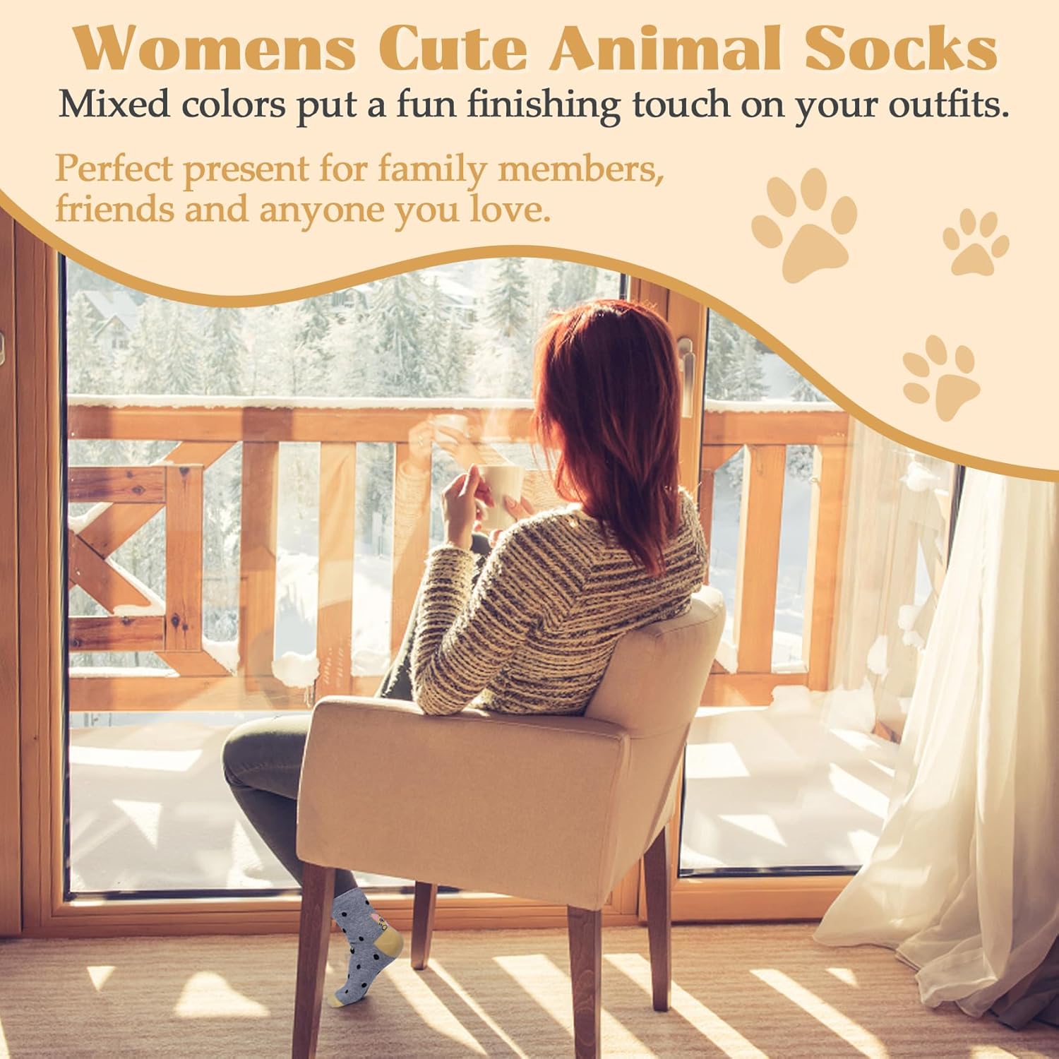 YSense 5 Pairs Cute Animal Socks for Women, Novelty Fun Crew Cotton Cat Dog Socks Stocking Stuffers Gifts for Women - Image 7