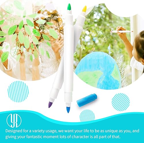 Miniatura 4 de YR Bolígrafos de neón de doble cara para tablero LED iluminado, marcadores de neón aplicables para dibujar, dibujar, crear, garabatear, arte,