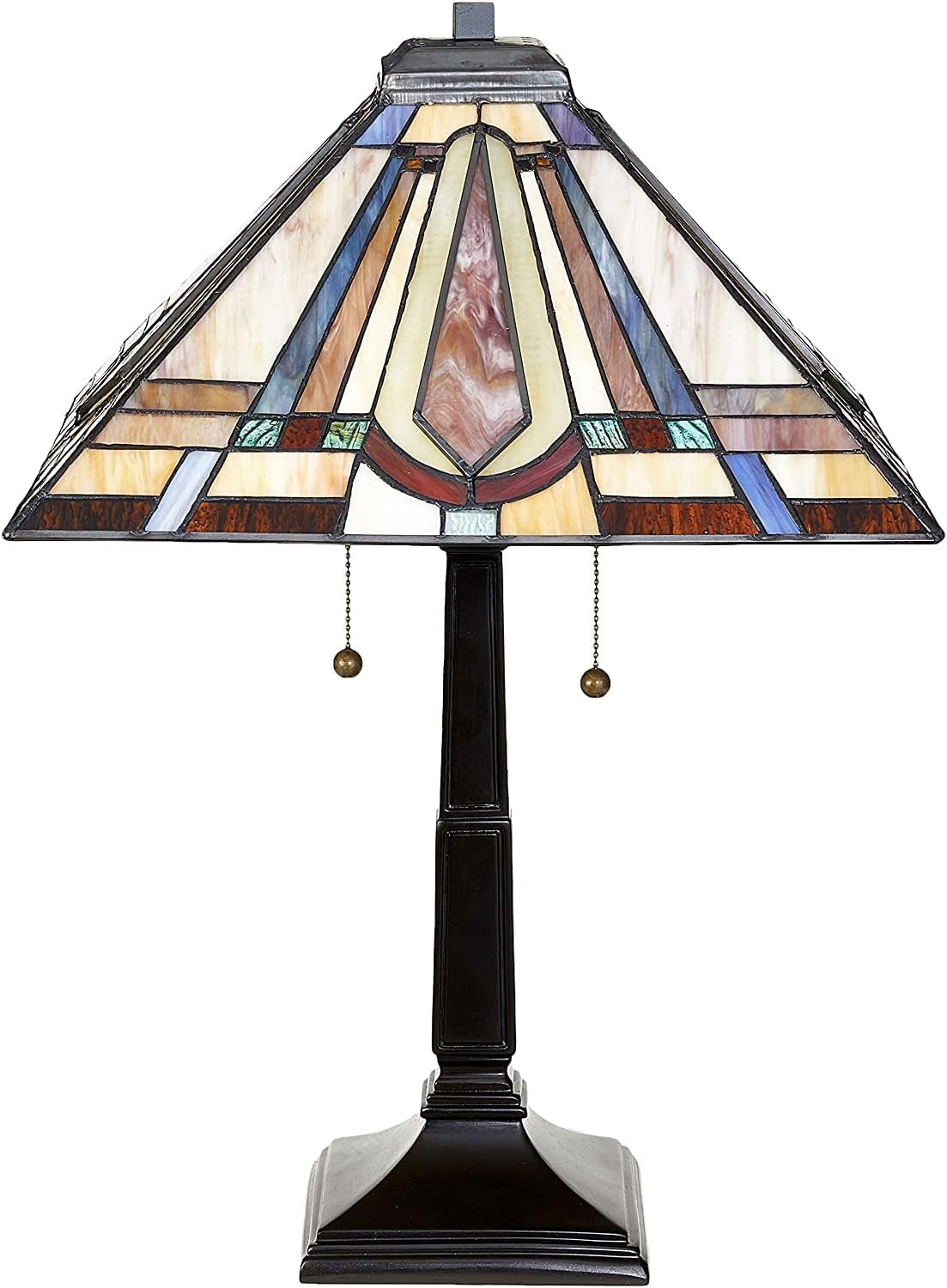 Mission Style Tiffany Table Lamp JM1604N, 16" x 23", Design Collection-Fideles, Multi Color