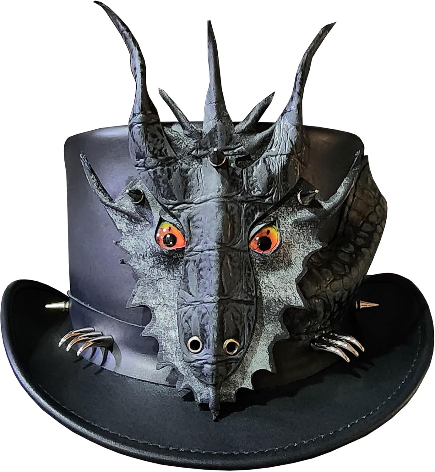 Dragon Of Darkness Black Leather Top Hat