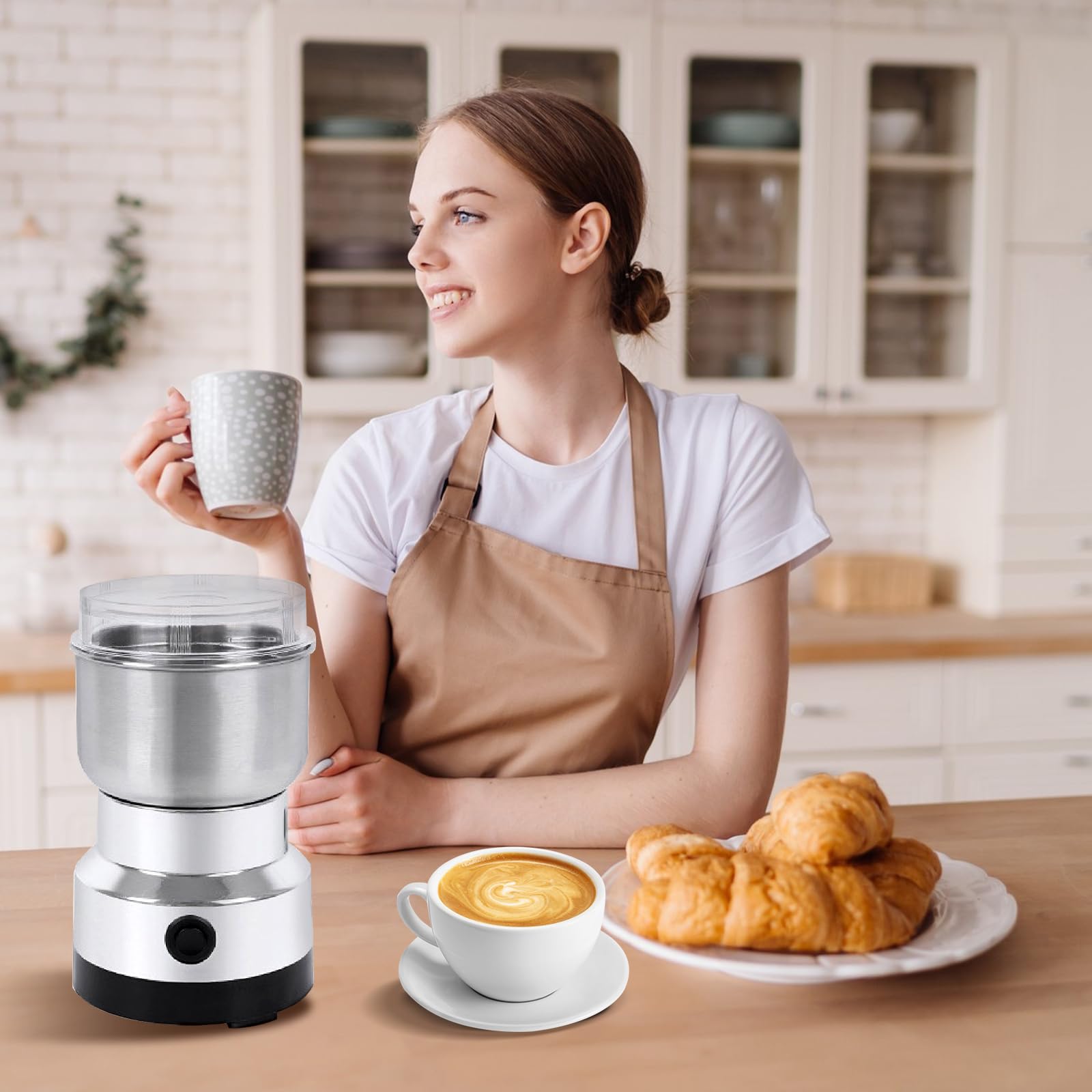 Mulino elettrico per cereali spezie superfine mulino smash macchina mulino elettrico mini mulino imbuto robot da cucina per cereali noci spezie chicchi di caffè cereali riso 300g