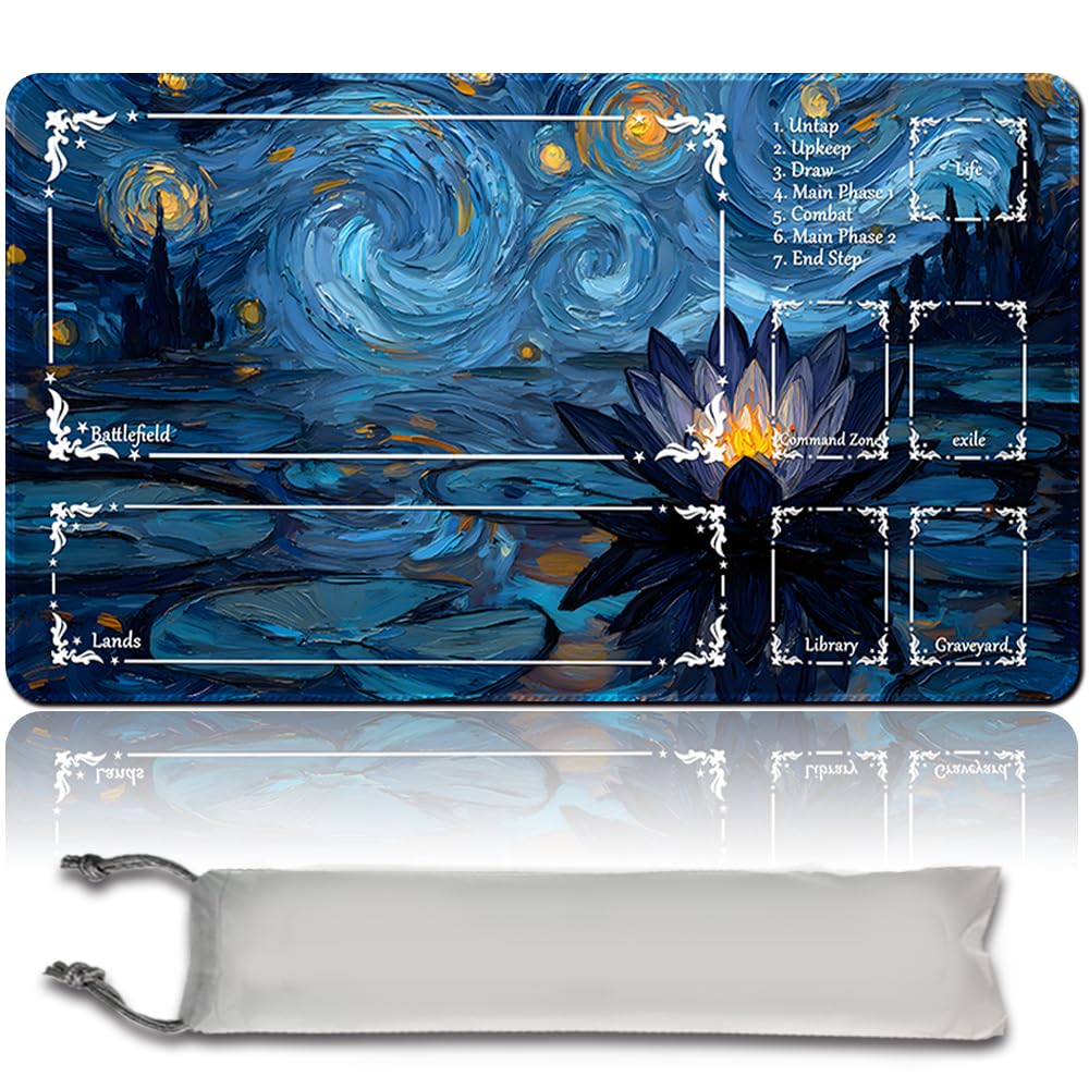 MTG Spielmatte Premium XXL Gaming Matte (60x35cm) - Hochauflösendes Fantasy Design - rutschfeste Gummimatte für TCG/CCG/MTG (with Zone,mtg50-6)