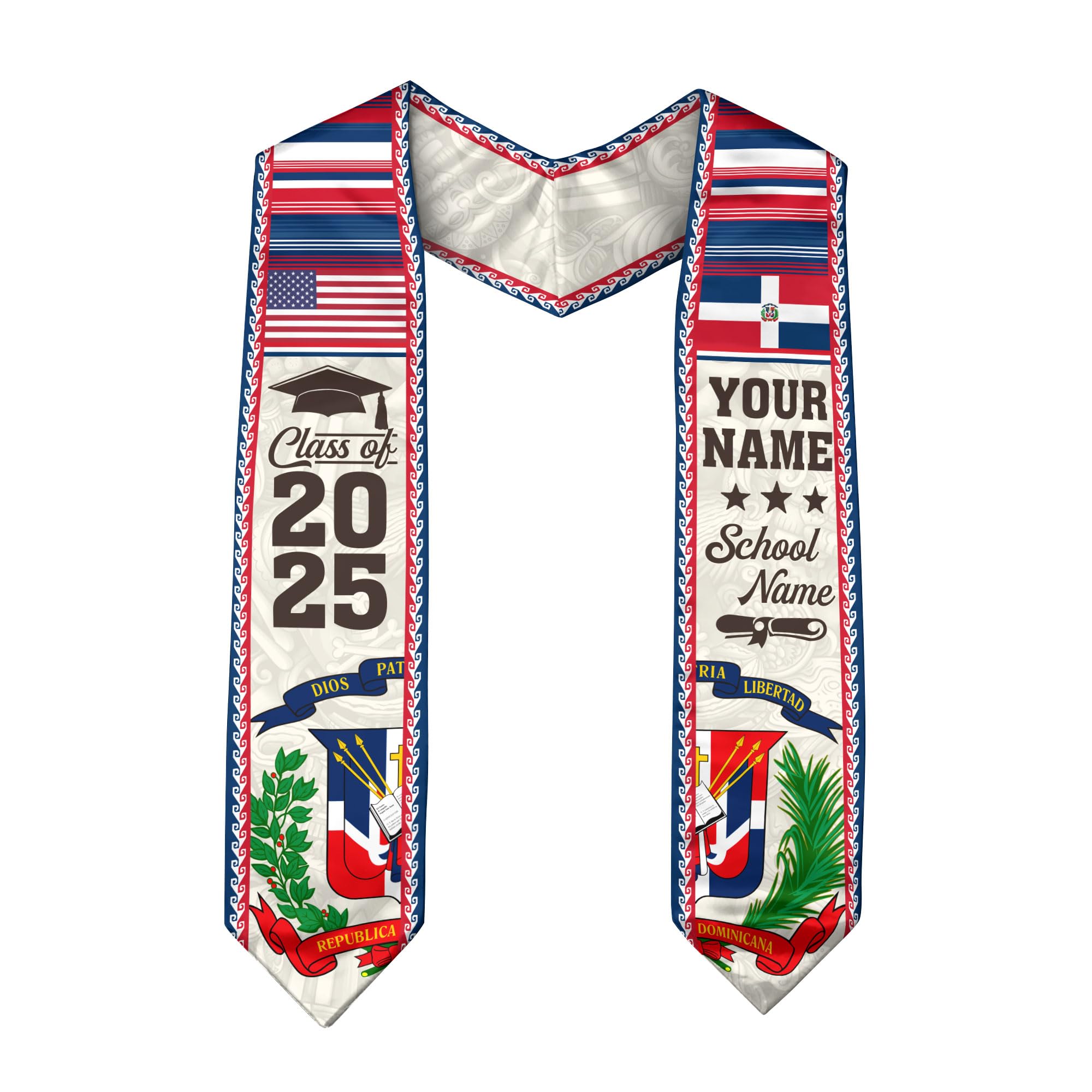 Yupify Dominicans Graduation Sash, Dominican Graduation Stole Custom, Personalized Dominicans American Flag Graduation Sash 15, Small