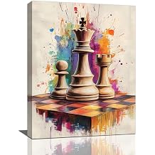 Chess Wall Art Banksy Chessboard Pictures Wall Decor Decorations 16"x12"