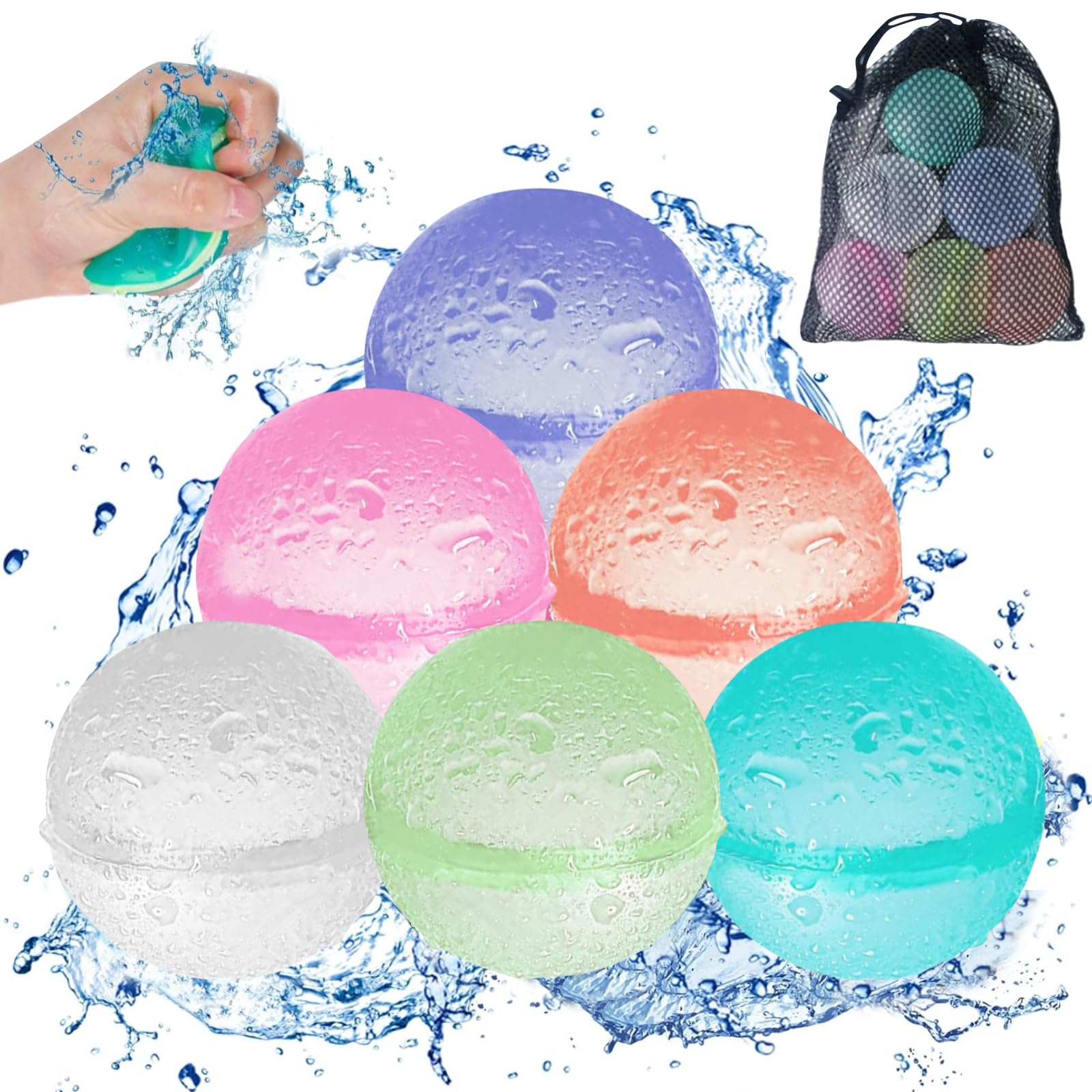 Bombes à Eau Réutilisables – 45 Balles En Coton Absorbant, 9 Couleurs, Remplies Rapidement – Jeu D’été Pour Jardin, Plage, Fêtes (familial, Sans