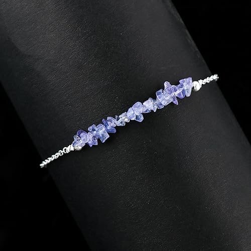 Miniatura 53 de TGH Pulsera de barra de chips naturales, cristal curativo, pulsera de cuentas crudas chapada en plata, cadena ajustable de 7 + 1 pulgada, regalo