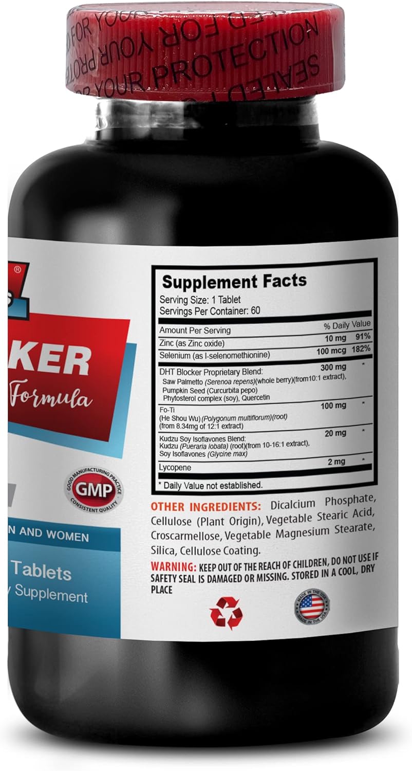 Hair Growth Hair Vitamins Without biotin - DHT Blocker Hair Formula - Support Healthy Hair Growth - he shou wu for Gray Hair, Soy isoflavones Supplement, kudzu Root Capsules, dht Blocker - 2B 120 Cap