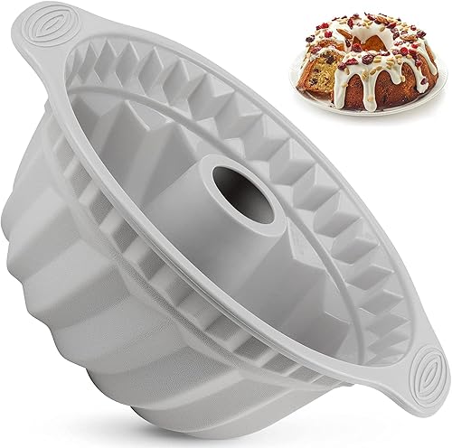 Kenond 2 moldes de silicona para tartas de 95 pulgadas antiadherentes con mango resistente moldes para hornear pasteles gelatina pan gelatina gris