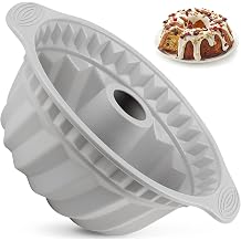 Kenond 2 Pack 9.5 Inch Silicone Fluted Cake Pan, With Sturdy Handle
