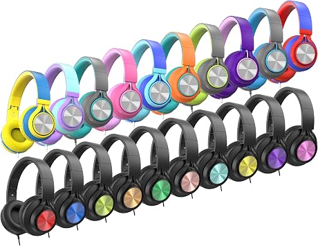 AILIHEN Classroom Headphones Bulk 20 Pack with Microphone - Wired Kids Headphones for School with 3.5mm Jack for Library Home Online Learning