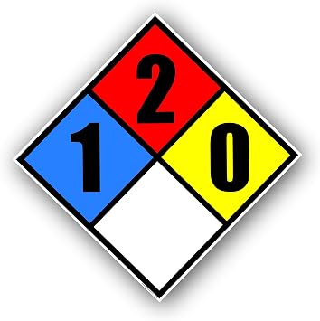 NFPA 704 Diamond 1-2-0-0 Label Decal | 10 inch Vinyl for Emergency Response Hazmat