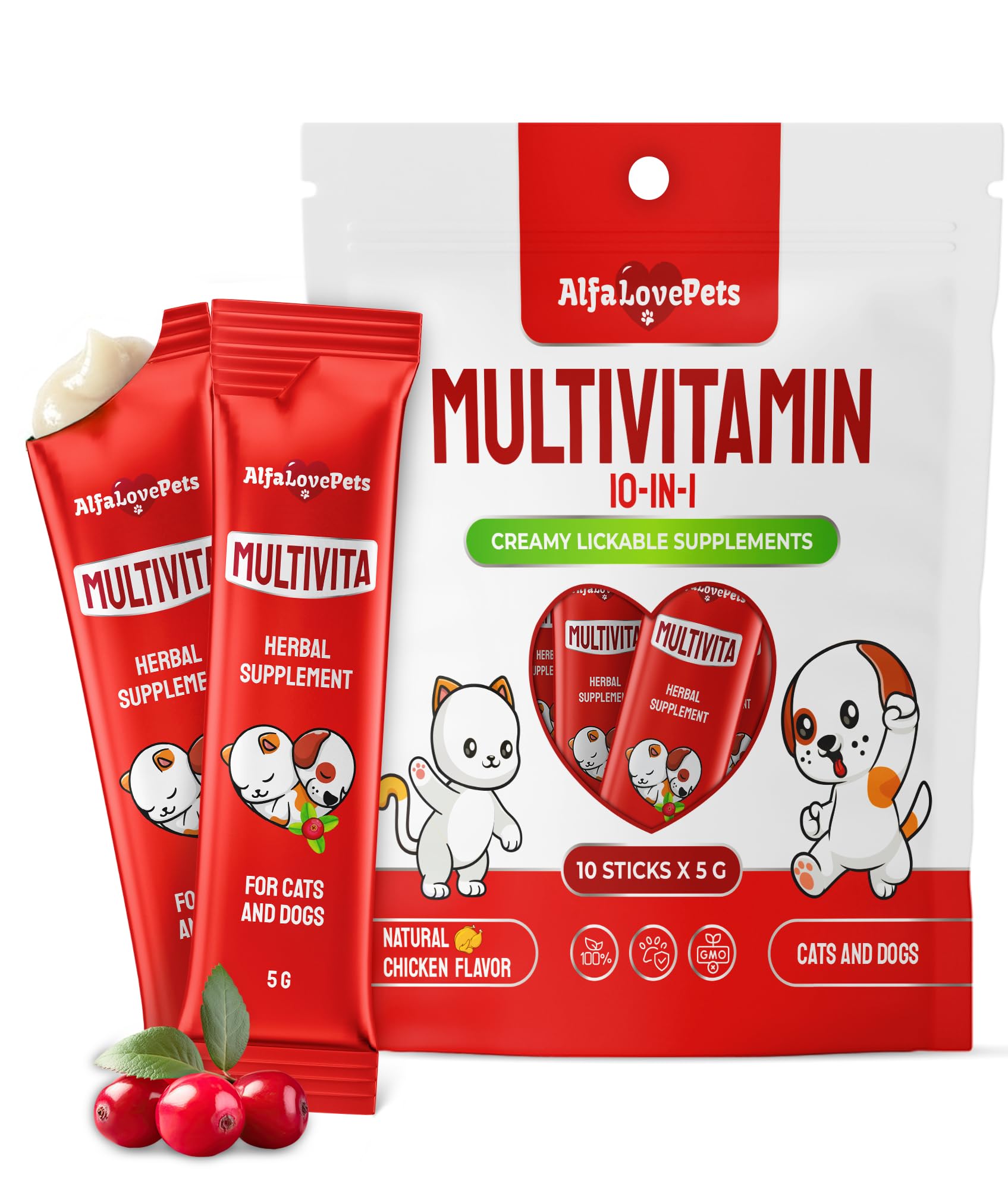 Liquid Multivitamin for Dogs – Cat Multivitamins for Indoor Cats – 10-in-1 Liquid Dog Vitamins B Complex, C, D3 – Digestion, Urination, Hip & Joint, Skin & Coat – Cranberry Flavor – 2 Oz — Amazon image 10