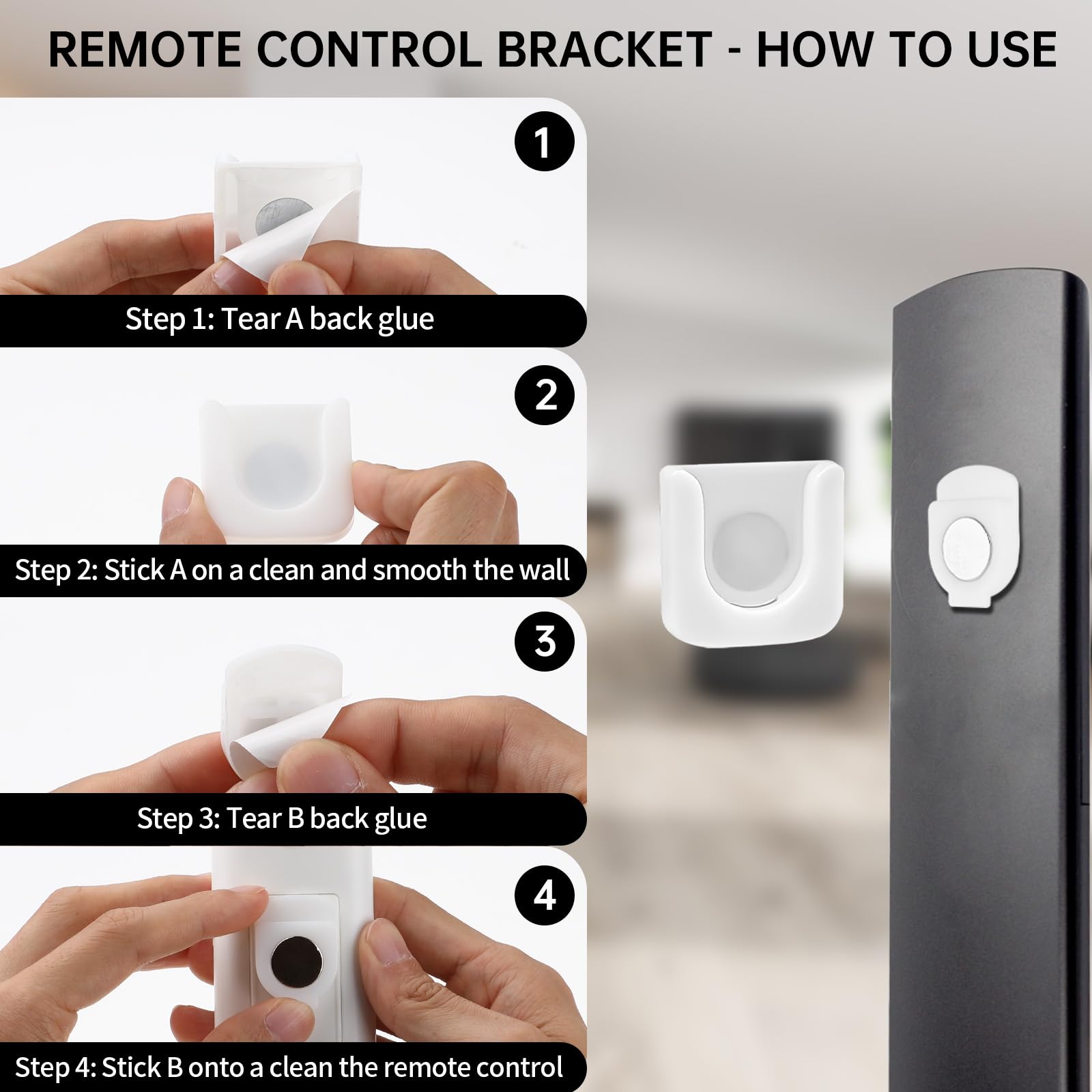 Supporti Magnetici Per Telecomandi - 2 Pezzi, Autoadesivi, Senza Fori, Per TV, Condizionatore - Foto 8