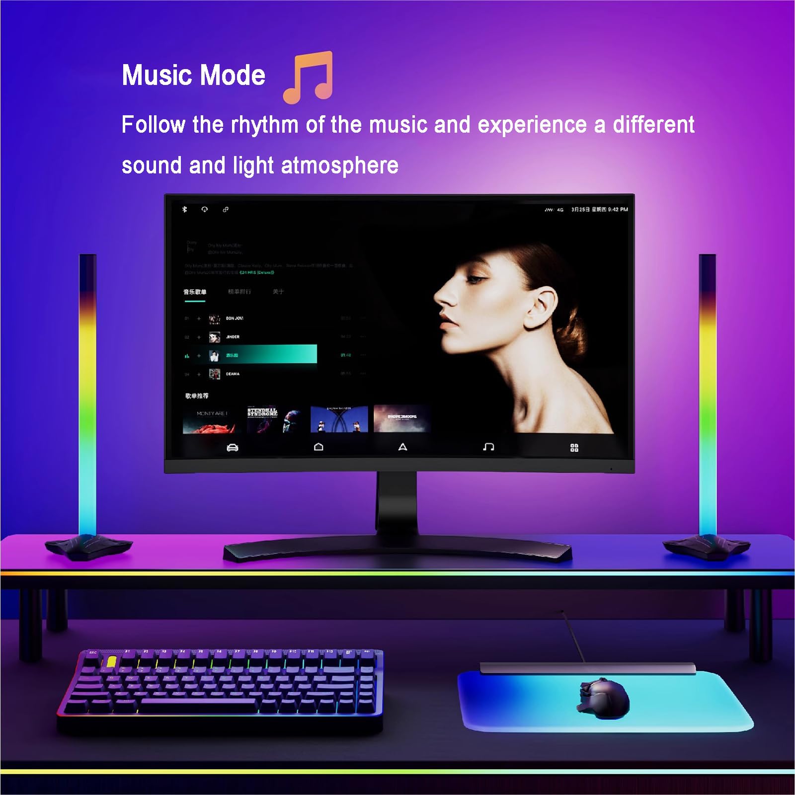 Tappetino per Mouse da Gaming Retroilluminato RGB, Tappetino per Mouse con Luce a LED, Retroilluminazione RGB con Sincronizzazione dei Colori del Monitor, Dimensioni Grandi 36,5x31,8 Cm
