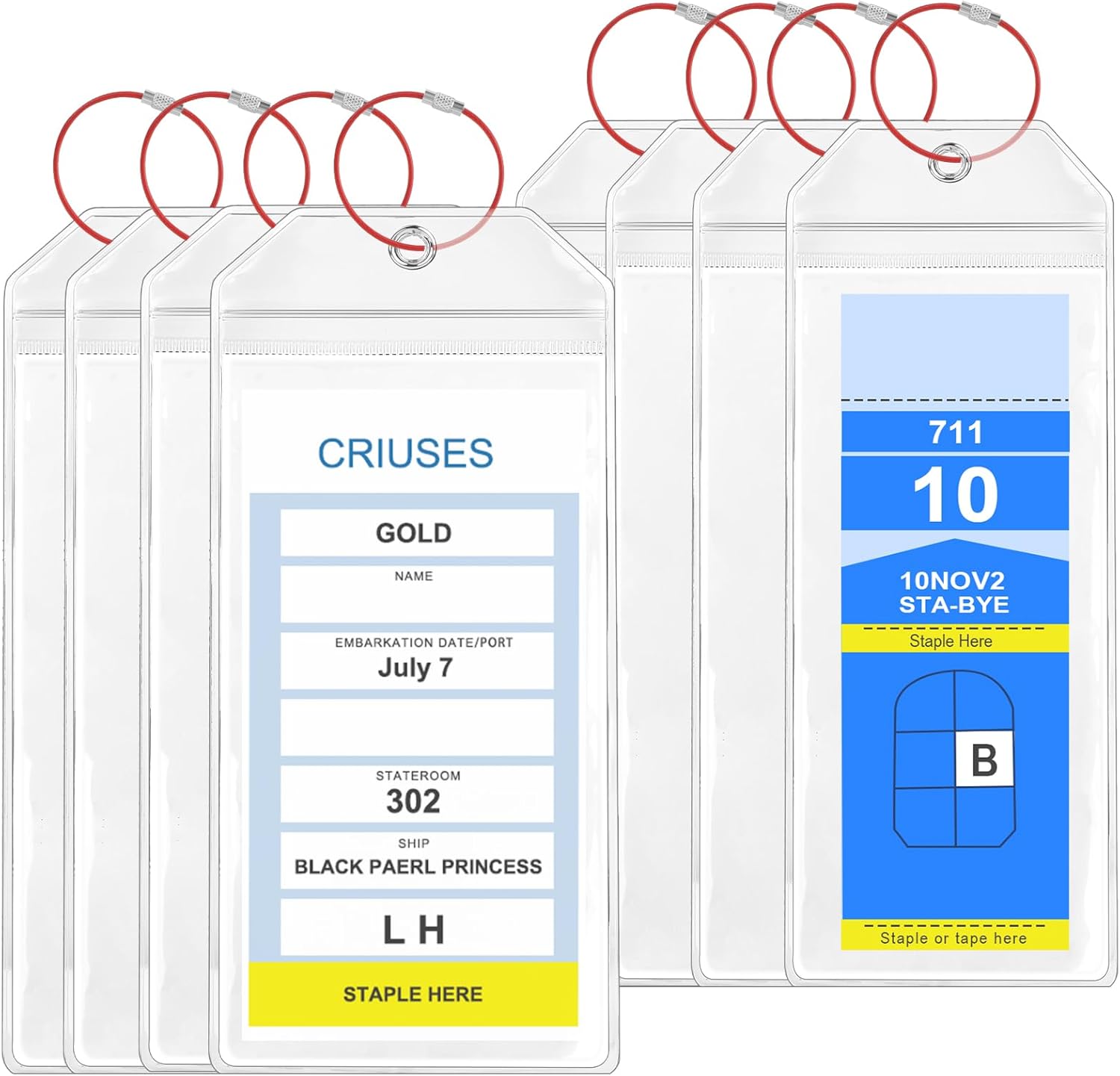Cruise Luggage Tag Holder, 8 Pcs Containing Two Sizes of Luggage Tag