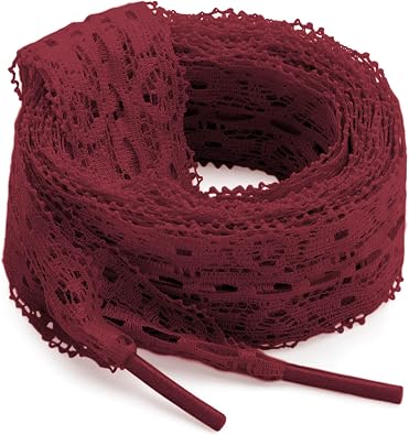 Flat Lace Fancy Shoelaces 2 Pairs 3CM Wide Women Lacy Shoe Laces | Nylon Material, Elastic, 13 Colors Available