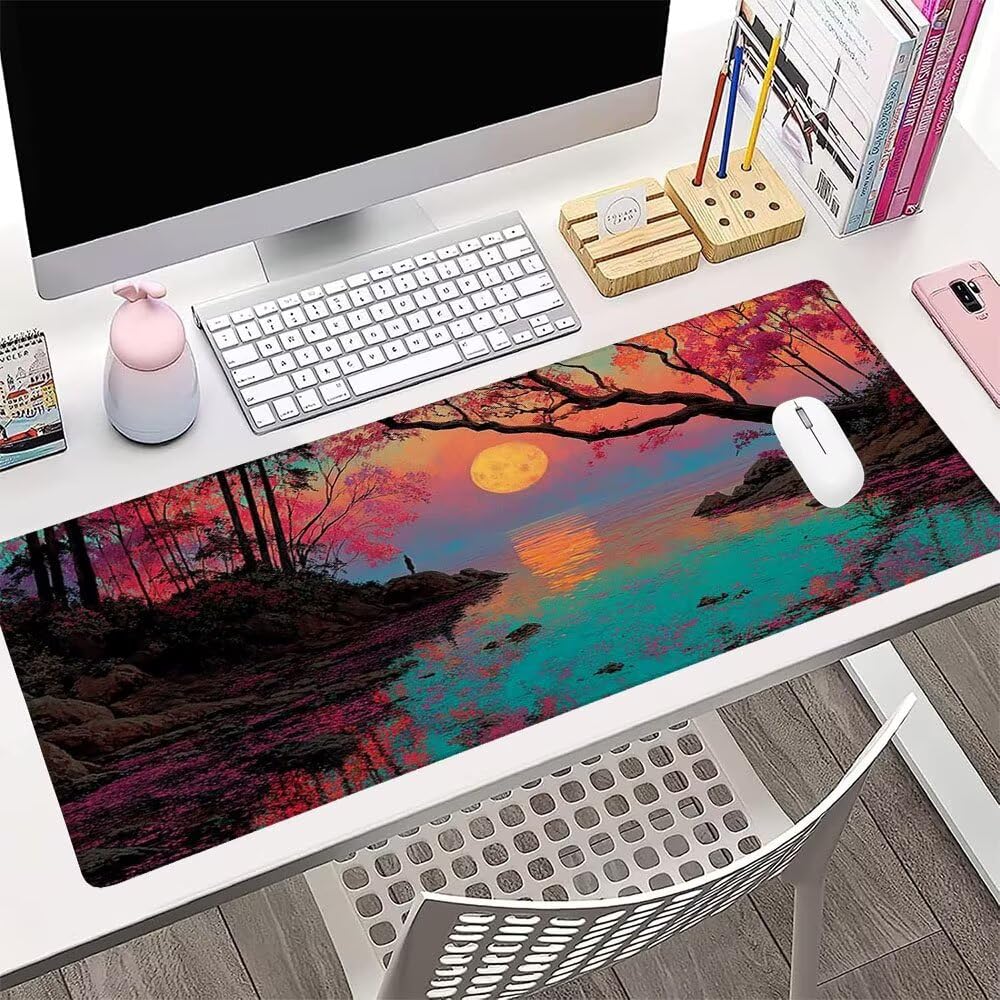 Tappetino Mouse Gaming xxl Accessori Scrivania Ufficio Colore Tramonto Grande Tappetino Mouse e Tastiera Sottomano da Scrivania 1200x600x3mm Base Antiscivolo, per PC Gamer Laptop Studio Casa d-148