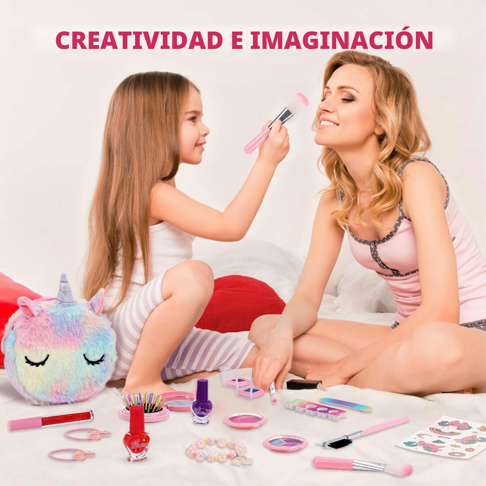 Maquillaje para Niñas, Anpro Kit de Maquillaje Niñas, Juego de Maquillaje para Niños Maquillaje Lavable y Seguro para Niñas, Juguete de Maquillajepara cumpleaños 3 4 5 6 7 8 9 10 Años