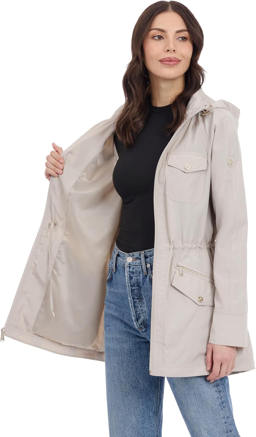 Michael Kors womens Hooded Anorak Rain Coat and Windreaker - Image 4