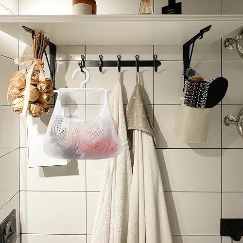 Miniatura 7 de Alipis Bolsa de almacenamiento para tendedero, 2 piezas, bolsa de pinzas para ropa con colgador, bolsa de malla para colgar ropa para tendedero,