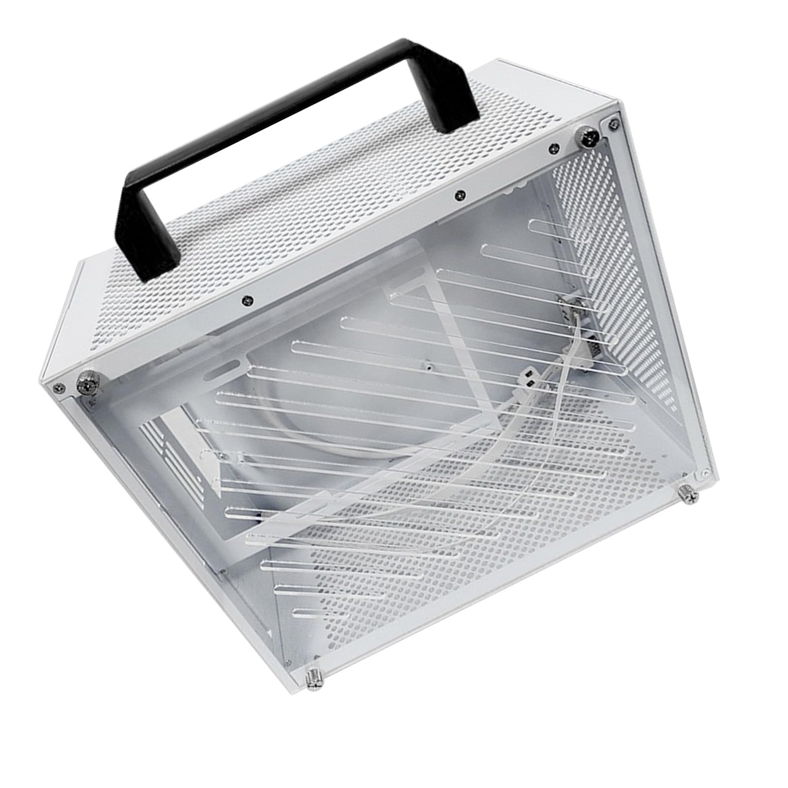 Generic Generic Kompaktowa, Trwała Obudowa Komputera ITX z Długim Procesorem Graficznym 280 Mm, Wolna przestrzeń Montażowa do Gier i Pracy, Panel Akrylowy, Idealna do Płyty Głównej MATX ITX, Czarna